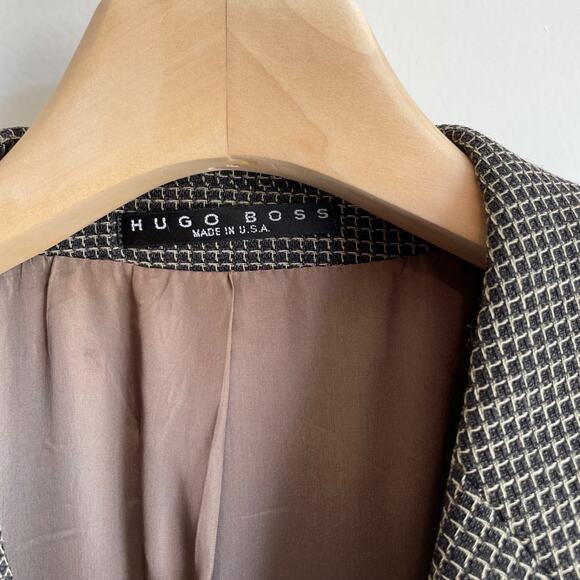 Hugo Boss Mens Blazer 100% Virgin Wool Sport Coat Size 40S Pin Check Einstein US - Picture 3 of 11